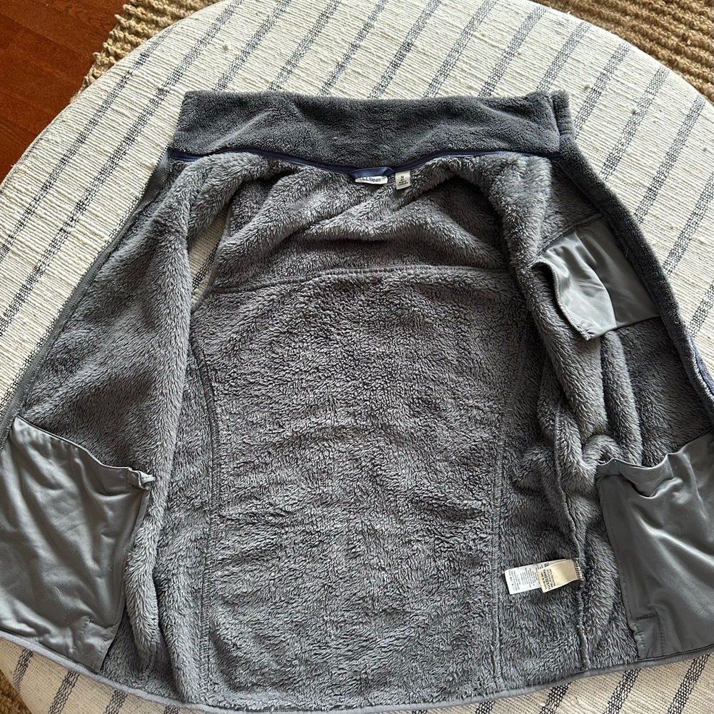 L.L. Bean Charcoal Fleece Vest with deep lavender trim - Picture 4 of 5